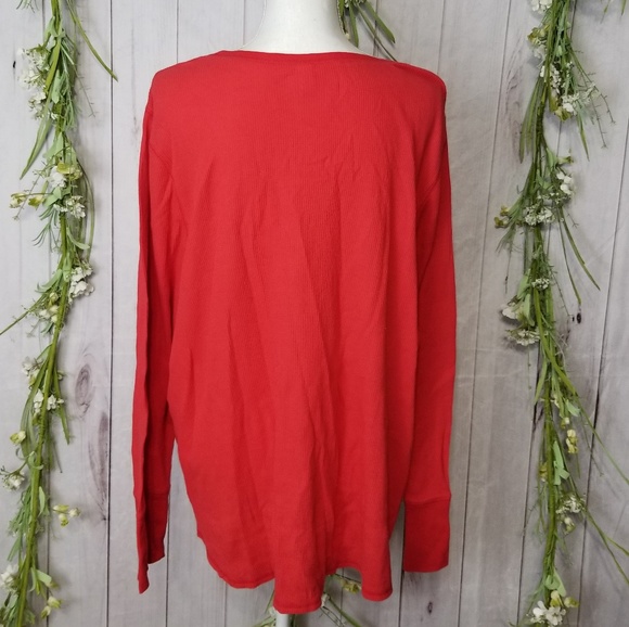 Cacique Lane Bryant sz 22/24 Red Waffle top 3X - Picture 3 of 7